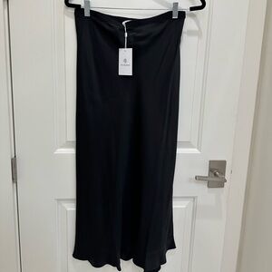 Anine Bing Classic Black Silk Midi Skirt